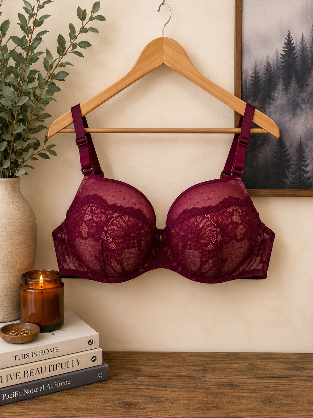 Soma Lace Underwire Bra - Deep Burgundy